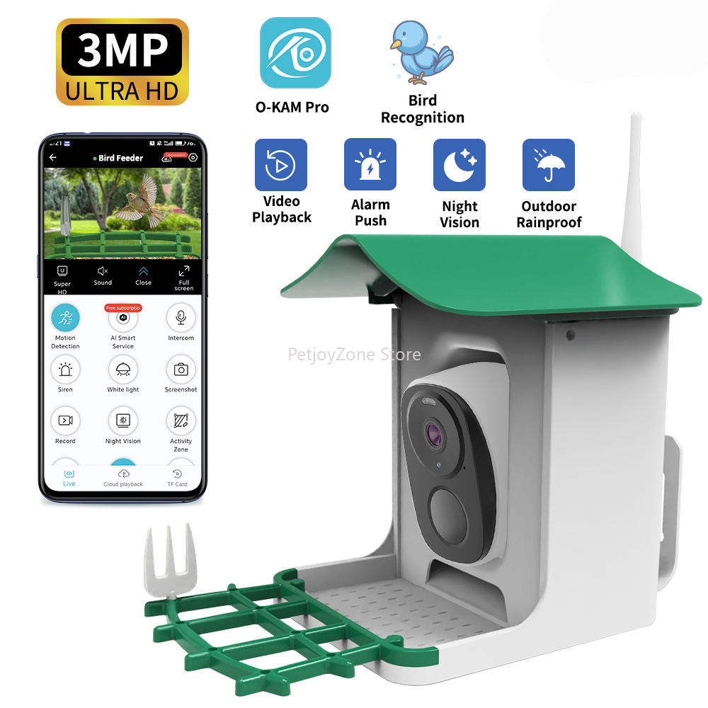 Smart Bird Feeder Camera - OEM 3MP O-KAM WIFI Color Night