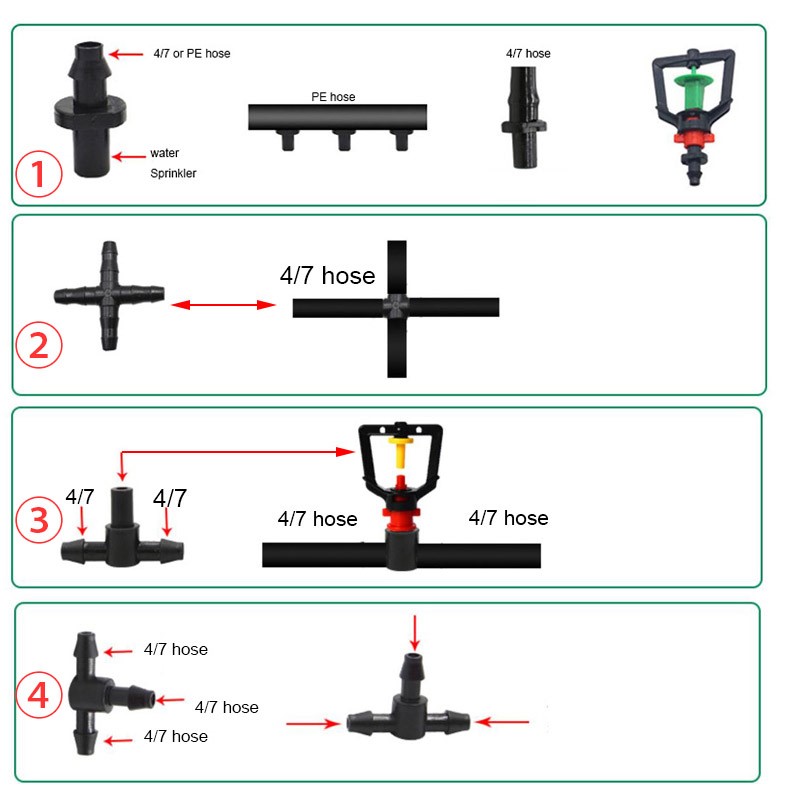 Smart Garden Sprinkler System - 50pcs Garden Drip Irrigation Connector Fitting