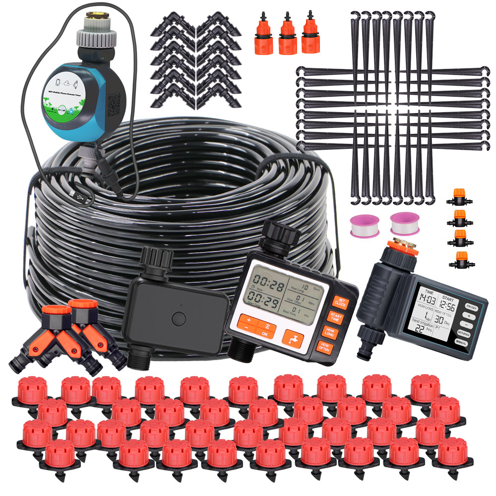 Smart Garden Sprinkler System - 50-5M 1/4'' Hose Adjustable Drippers Automatic