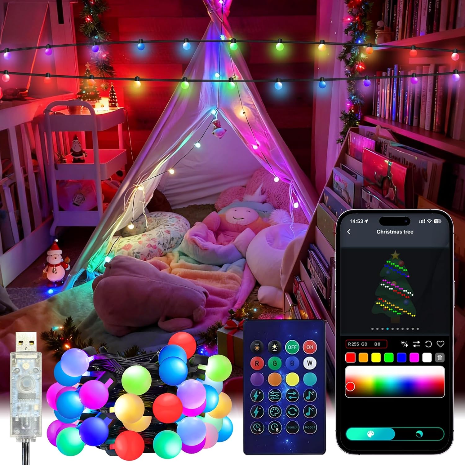Smart Garden Led Lights - Smart Globe String Lights 5/10M RGB