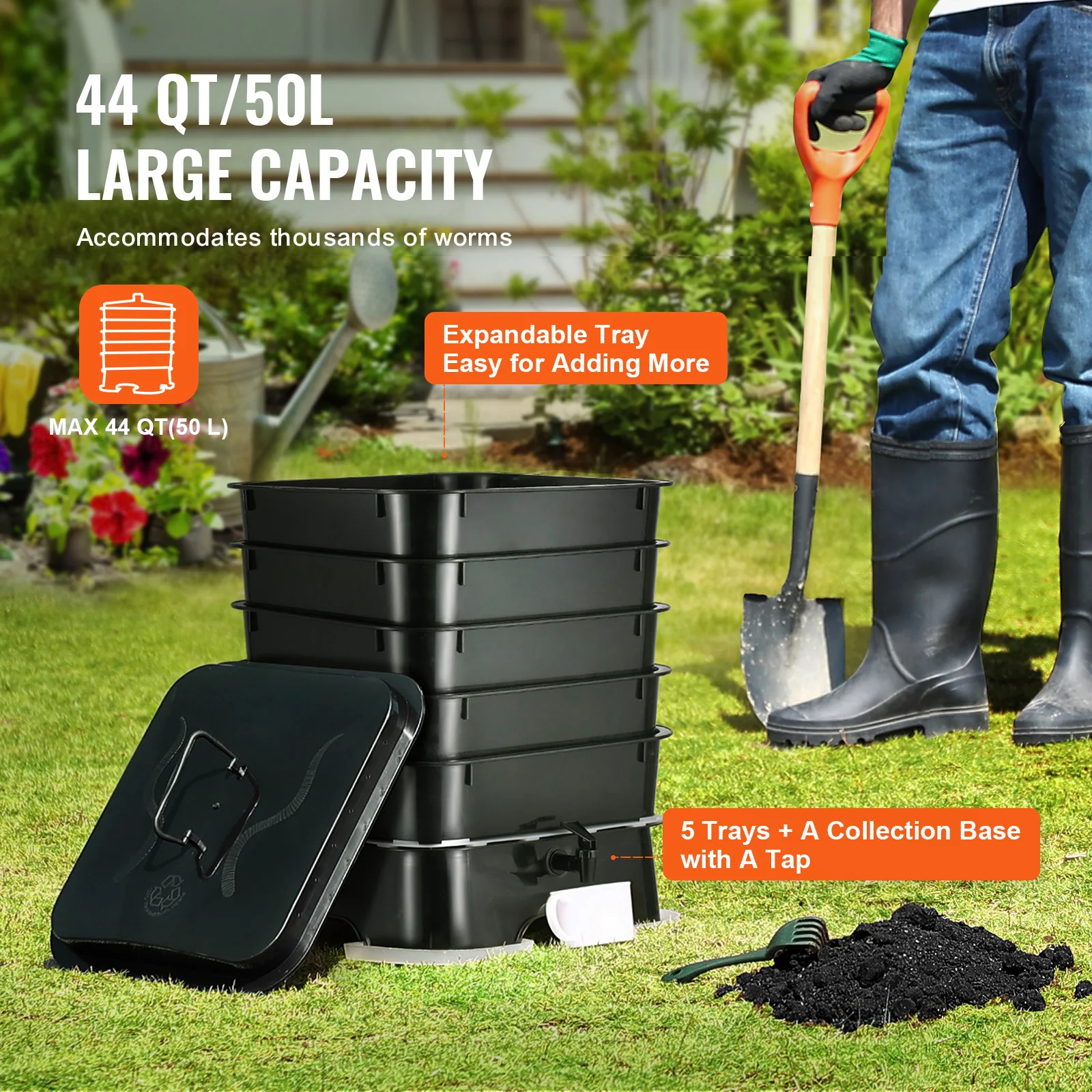 5-Tray Worm Composter Compost  - đánh giá và giá Composting Kit Indoor